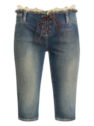Capri-Jeans mit Schnürung