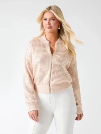Claudia Pailletten-Pullover-Jacke