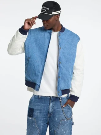 Denim-Letterman-Jacke