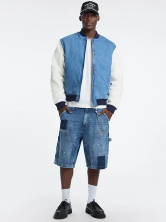 Denim-Letterman-Jacke