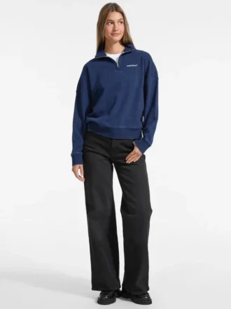 Dunkelindigo-Sweatshirt mit halbem Reißverschluss