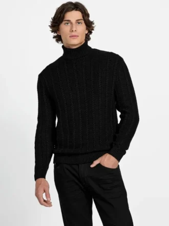 Eco Brandon Rollkragen-Pullover mit Zopfmuster