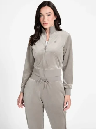 Eco Couture Sweatshirt aus Samt mit durchgehendem Reißverschluss