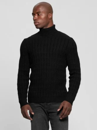 Eco Ezra Rollkragen-Pullover mit Zopfmuster
