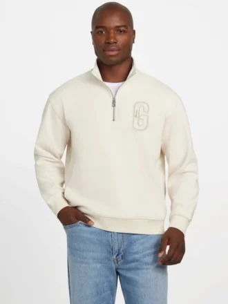 Eco Harris Twill Pullover mit Reißverschluss und Stehkragen