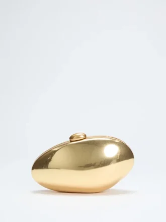 Ovale Clutch aus Metallic-Leder