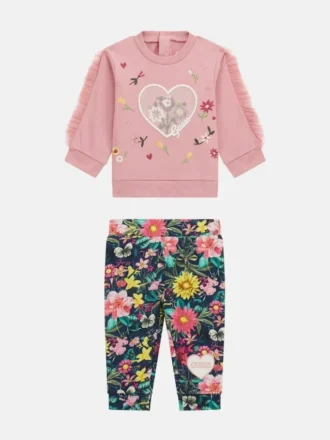 Set aus Sweatshirt und Hosen mit Blumenmuster (0–24 Monate)
