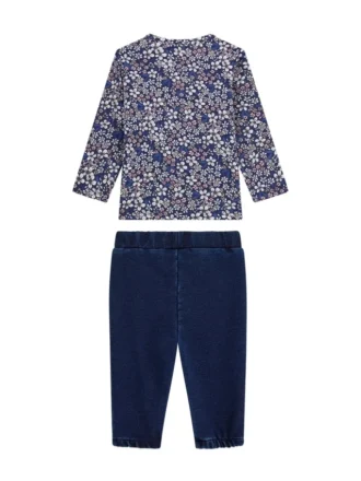 Set aus T-Shirt mit Blumenlogo und Strickhose (0–24 Monate)